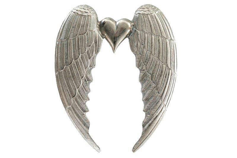 DEKOR ANGYALSZÁRNY - ezüstszínű, Basics, fém (60,5/49/3cm)
