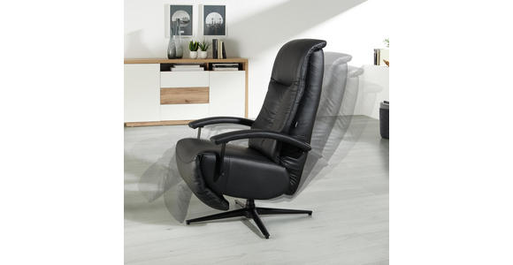 RELAXSESSEL in Metall, Textil, Leder Schwarz, Alufarben - Schwarz/Alufarben, Design, Leder/Textil (68/114/86cm) - Cantus
