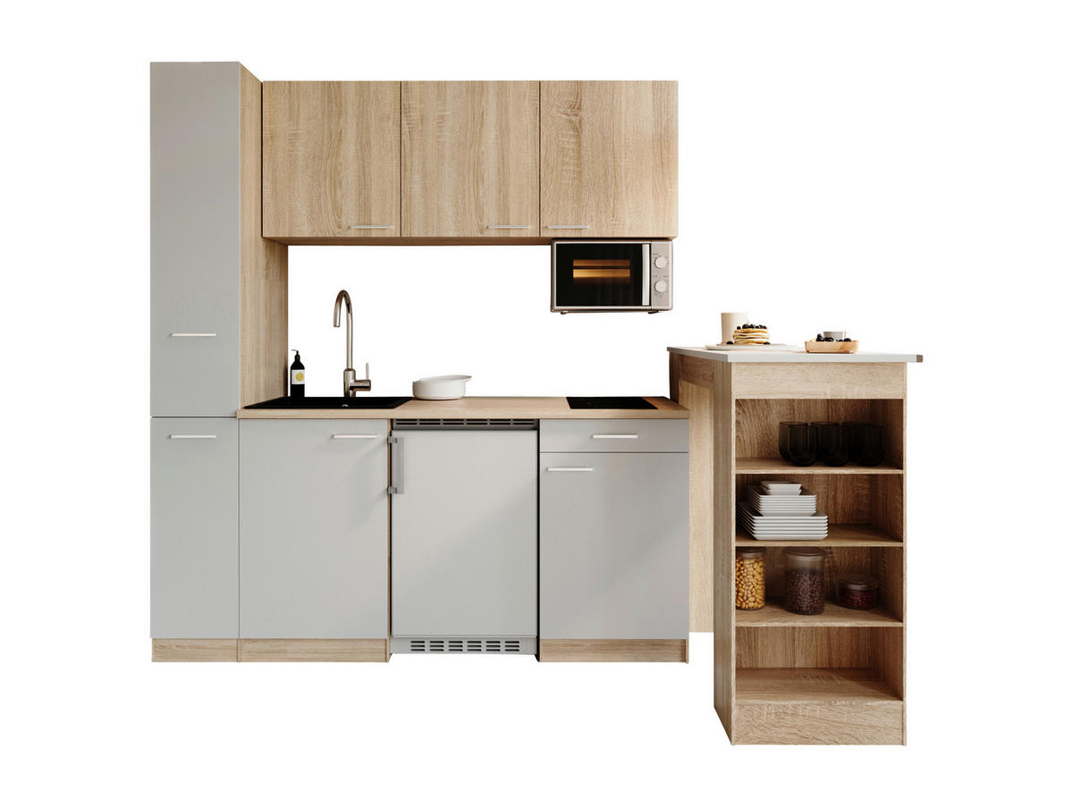 KUHINJSKI BLOK - barve hrasta/bela, Design, umetna masa/leseni material (180cm) - Respekta