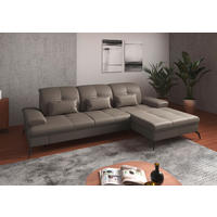 ECKSOFA in Vliesstoff Kombination Echtleder/Stoff Grau  - Schwarz/Grau, Konventionell, Leder/Textil (279/185cm) - Sit & More