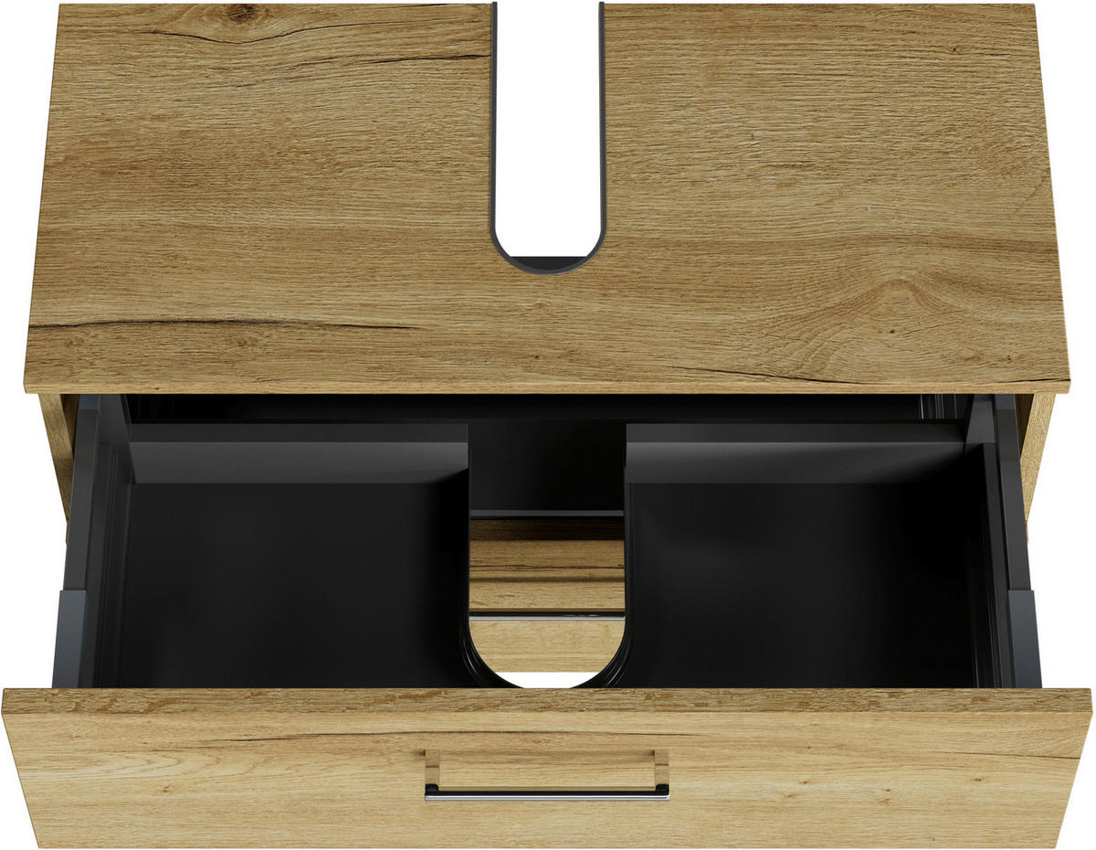 WASCHBECKENUNTERSCHRANK 75/49,8/33,3 cm  - Chromfarben/Wildeiche, KONVENTIONELL, Holzwerkstoff/Metall (75/49,8/33,3cm) - Sadena
