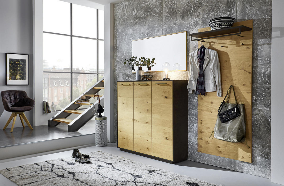 GARDEROBE 4-teilig  in 220/193/37 cm  - Eichefarben/Anthrazit, Design, Holz (220/193/37cm) - Dieter Knoll