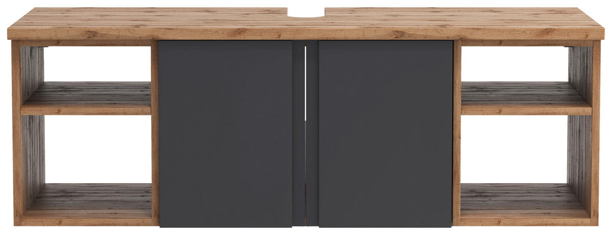 WASCHBECKENUNTERSCHRANK 120/41/47 cm  - Eiche Wotan/Grau, MODERN, Holzwerkstoff (120/41/47cm) - Held