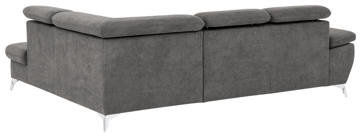 ECKSOFA in Mikrofaser Grau  - Chromfarben/Grau, Konventionell, Textil/Metall (256/209cm) - Livetastic