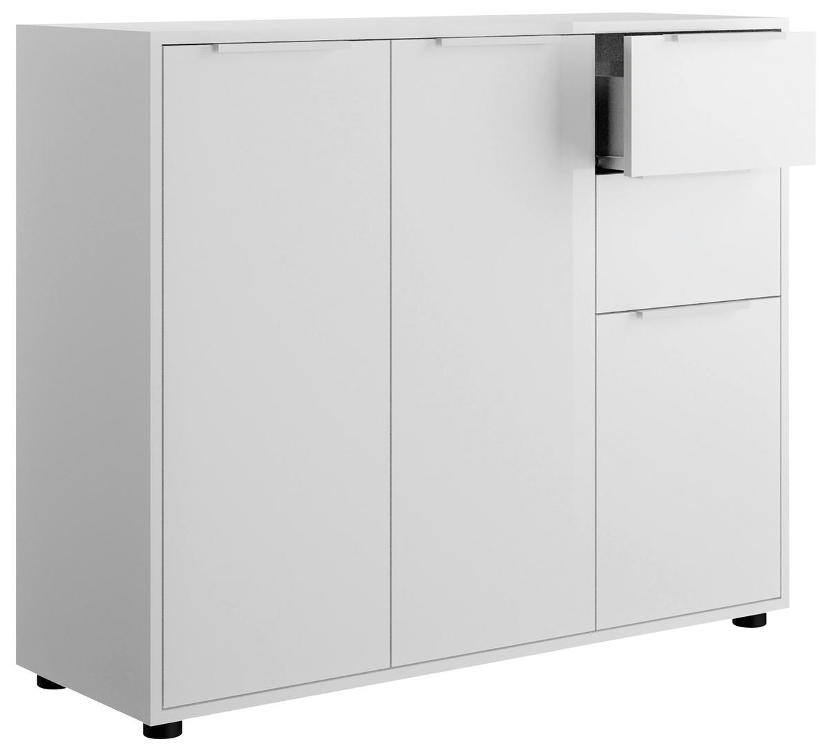 KOMMODE  in 106,7/87/35,3 cm  - Weiß Hochglanz/Schwarz, Design, Holzwerkstoff/Kunststoff (106,7/87/35,3cm) - Carryhome