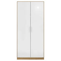 DREHTÜRENSCHRANK 91/197/54 cm,  in Eiche Artisan, Weiß Hochglanz, 2 Tür(en)  - Chromfarben/Weiß Hochglanz, MODERN, Holzwerkstoff/Kunststoff (91/197/54cm) - Rauch Möbel