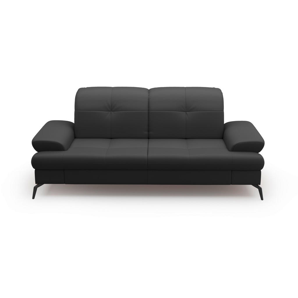 Thumbnail - Sit & More 3-Sitzer-Sofa, Schwarz, Textil, Leder, Kombination Echtleder/Stoff, Nappaleder, 212x90x122 cm, Goldenes M, Ma...