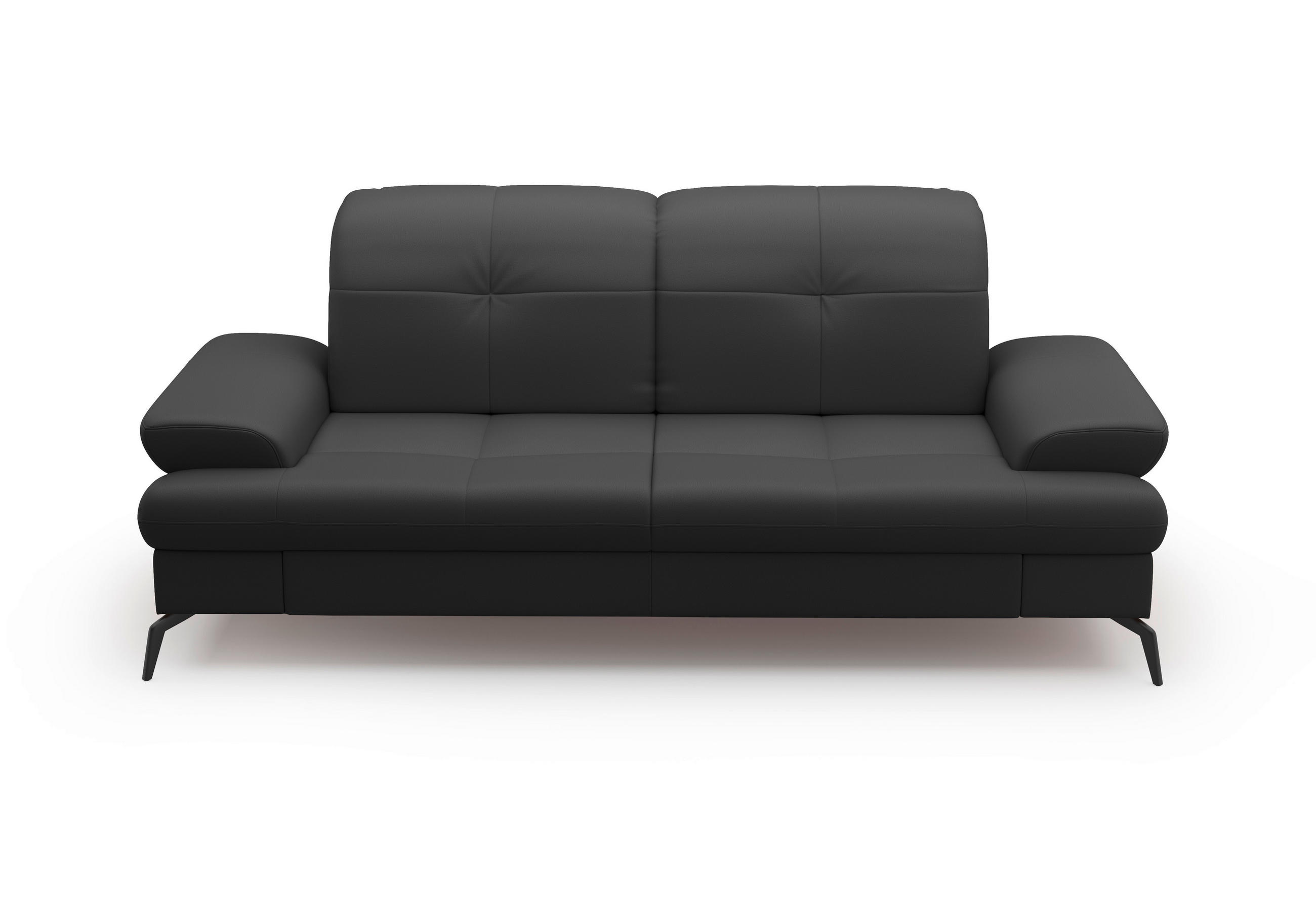 3-SITZER-SOFA in Echtleder Schwarz - Schwarz, Konventionell, Leder/Metall (212/90/122cm) - Sit & More