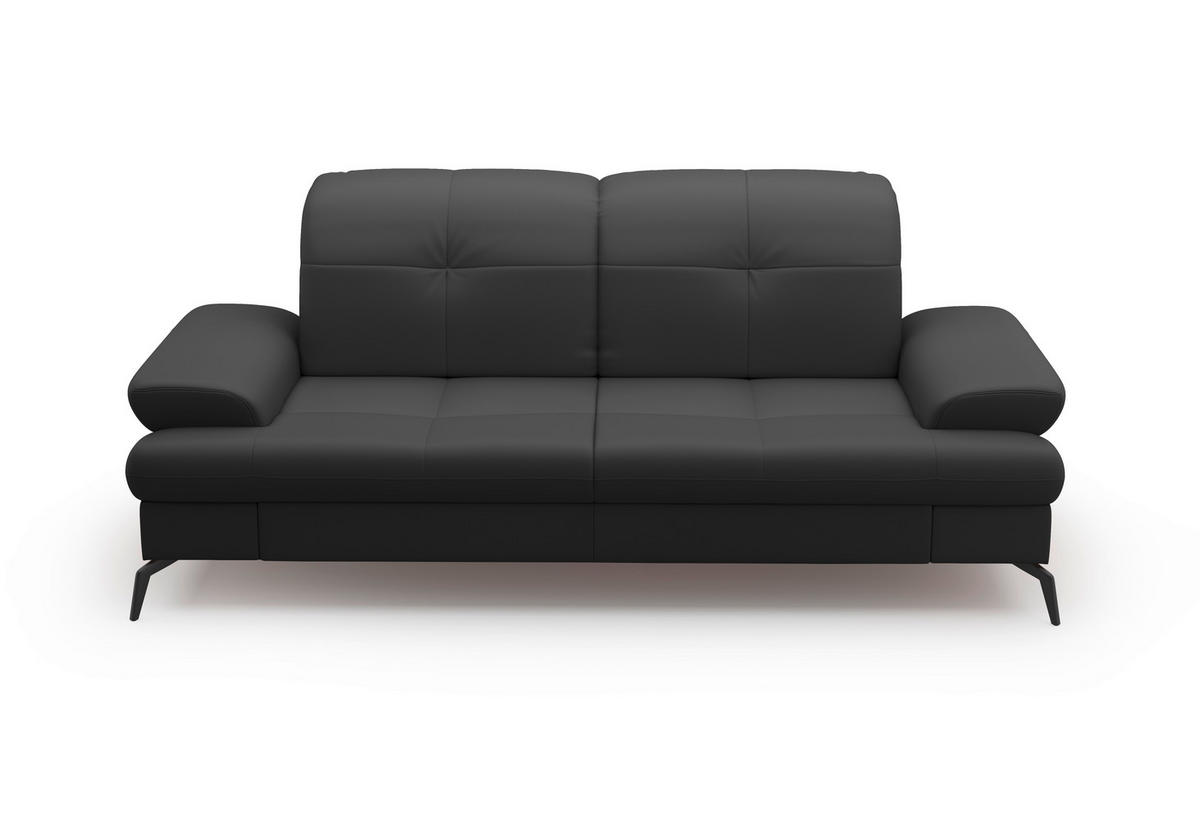 3-SITZER-SOFA Kombination Echtleder/Stoff Vliesstoff Schwarz  - Schwarz, KONVENTIONELL, Leder/Textil (212/90/122cm) - Sit & More