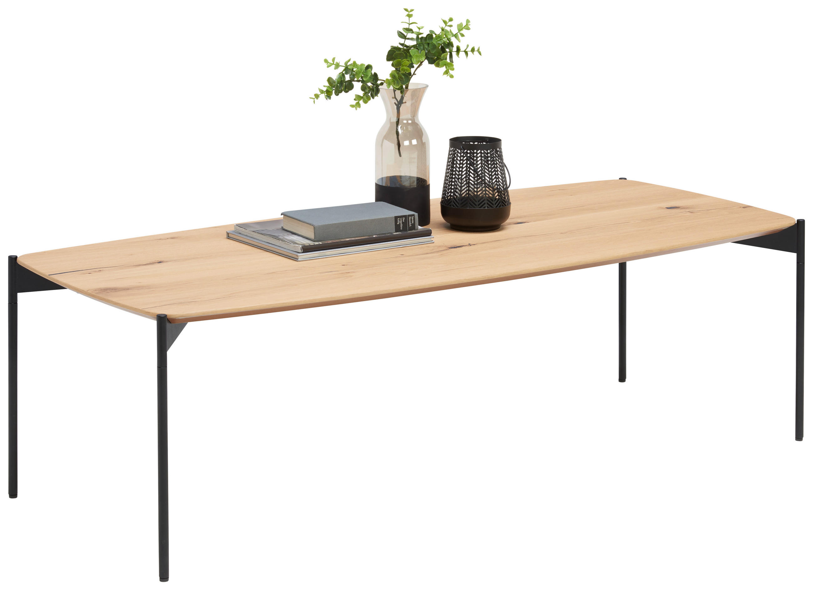 COUCHTISCH Eiche furniert 139/60/35 cm rechteckig Schwarz, Eichefarben  - Eichefarben/Anthrazit, Design, Holz/Metall (139/60/35cm) - Venjakob