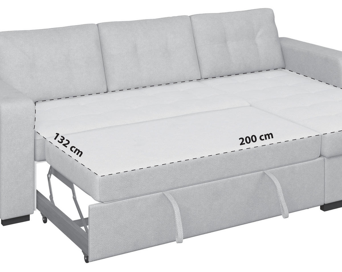 ECKSOFA  Mikrofaser, Struktur Hellgrau  - Hellgrau/Schwarz, Trend, Textil/Metall (239/160cm) - MID.YOU
