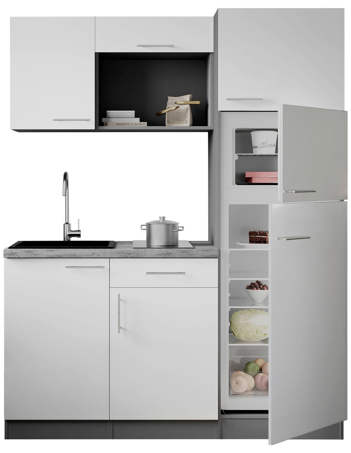 KUHINJSKI BLOK - siva/bela, Trend, kovina/leseni material (160cm) - Respekta