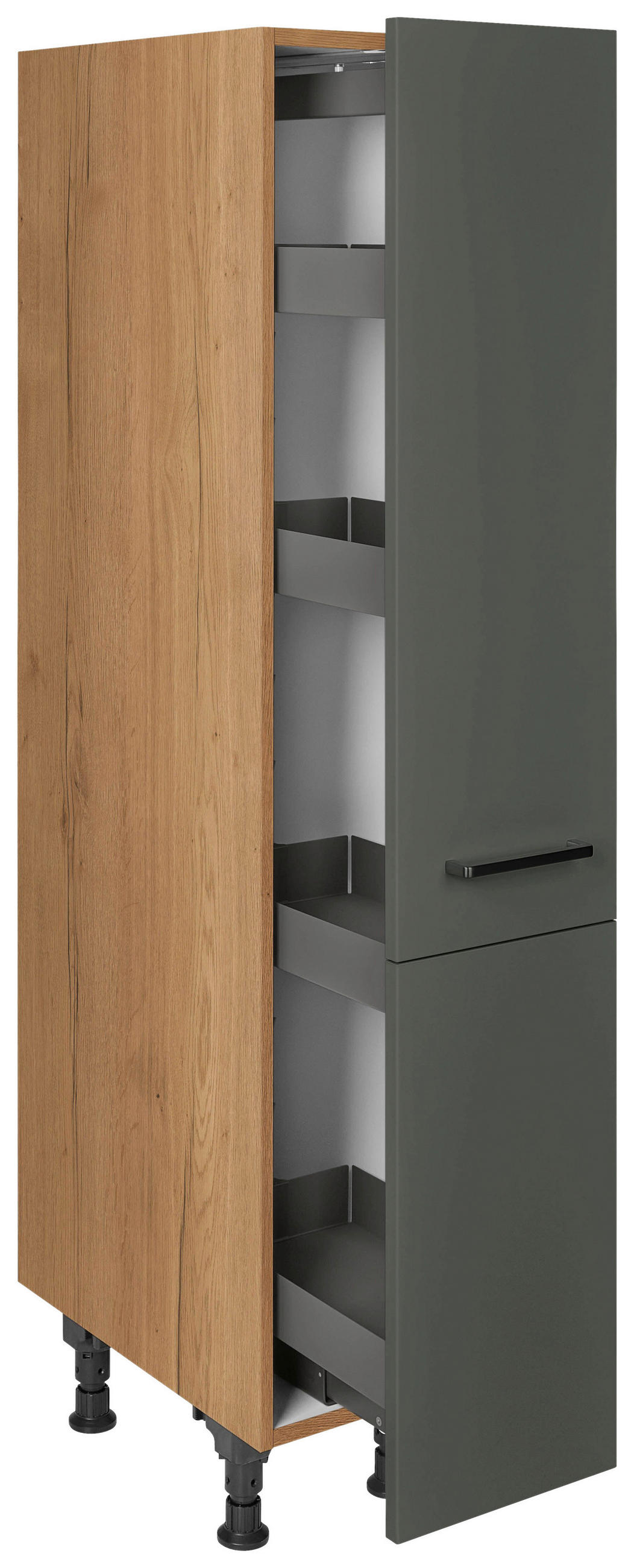APOTHEKERSCHRANK 30/168/58 cm  in Grün, Eichefarben  - Eichefarben/Schwarz, MODERN, Holzwerkstoff/Metall (30/168/58cm) - Nobilia