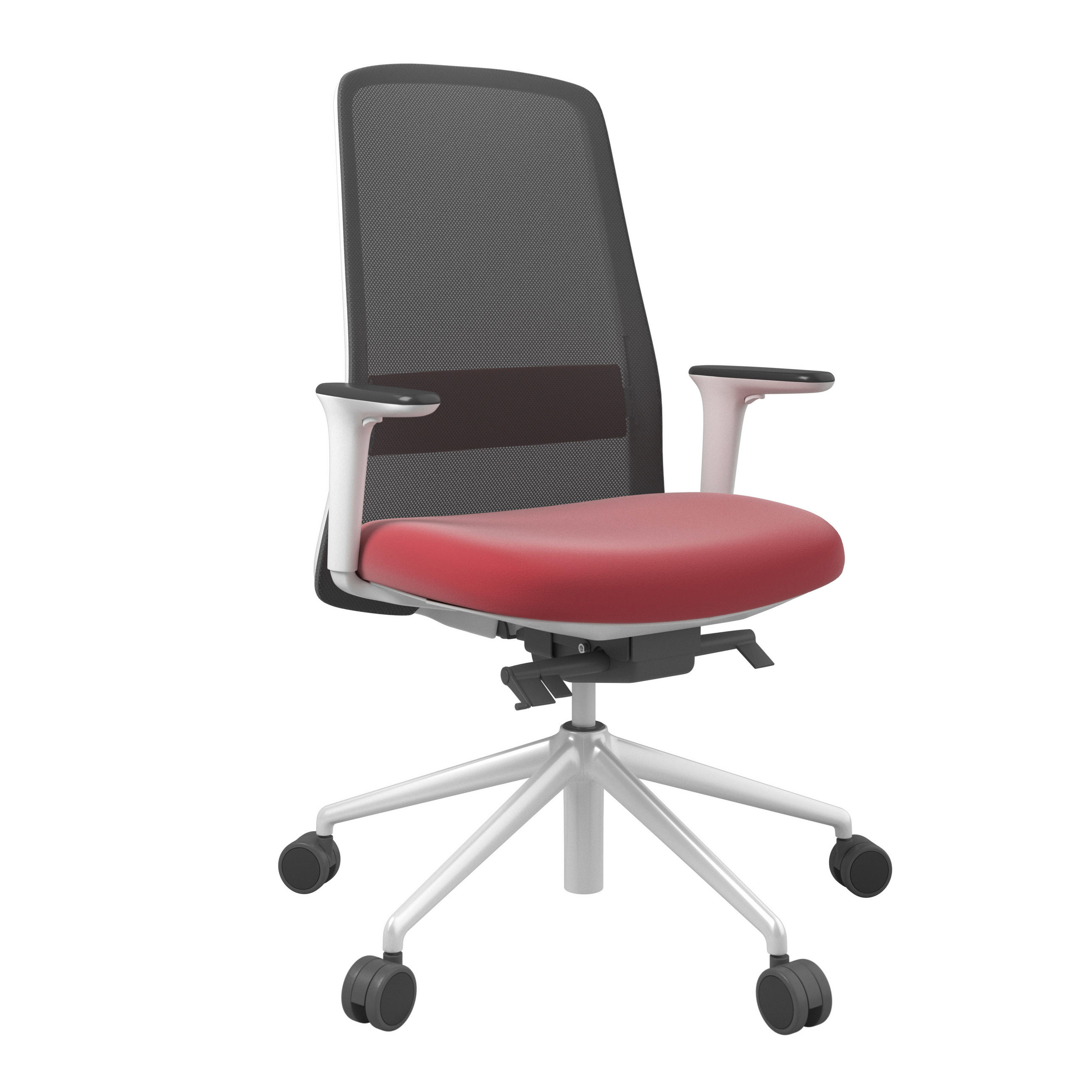 XXXLutz Drehstuhl Rot, Schwarz, 70x103-115x70 cm