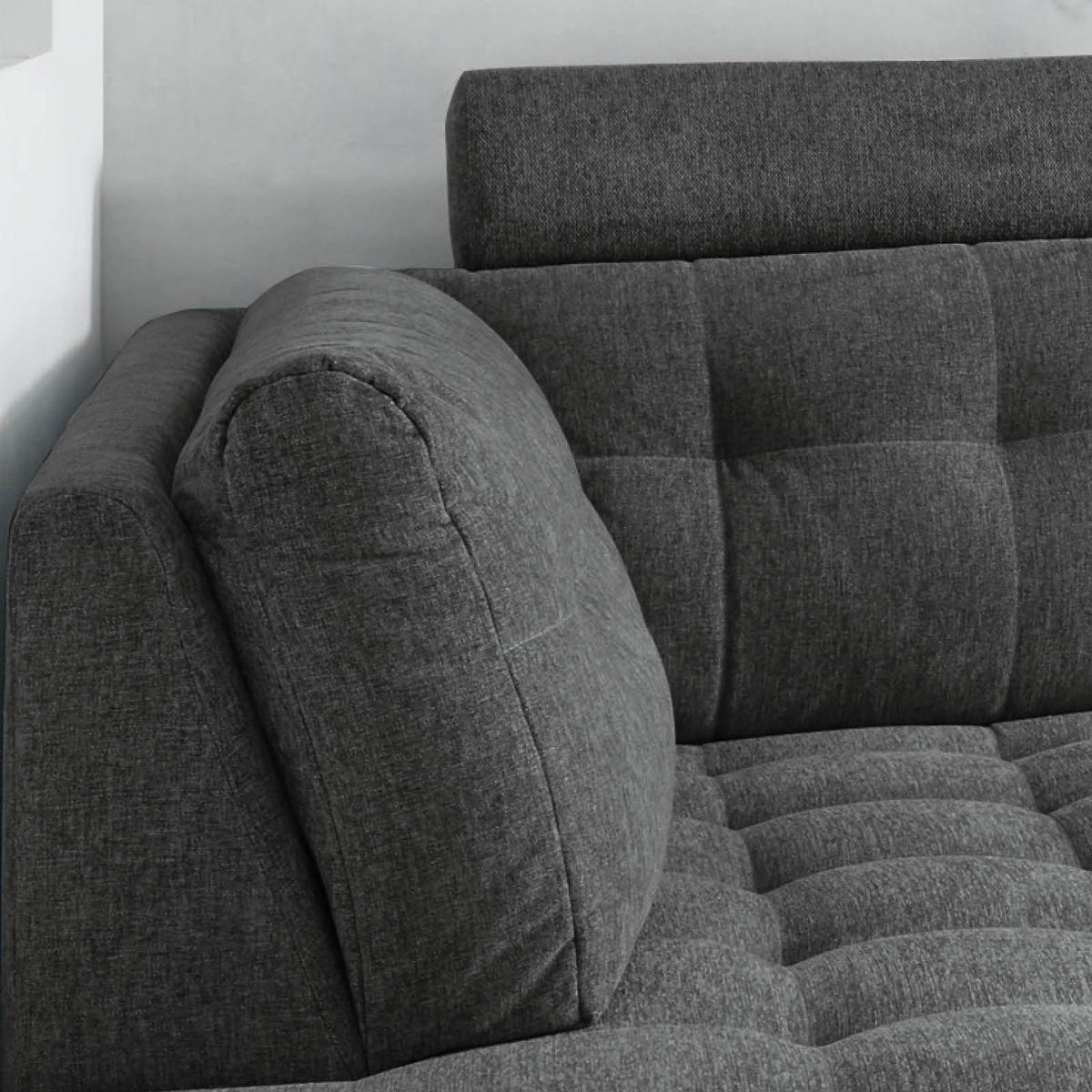 ECKSOFA in Mikrovelours Anthrazit  - Anthrazit, Konventionell, Holzwerkstoff/Kunststoff (193/283cm) - MID.YOU