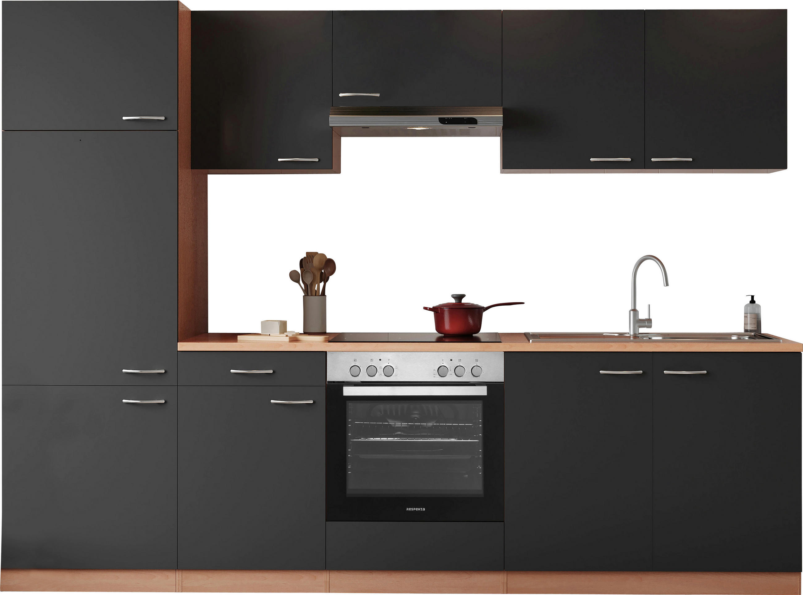 KÜCHENBLOCK 270 cm   in Grau  - Buchefarben/Alufarben, Basics, Holzwerkstoff/Kunststoff (270cm) - Respekta