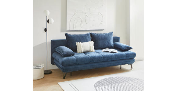 SCHLAFSOFA Samt Dunkelblau - Schwarz/Dunkelblau, Design, Textil/Metall (205/79-96/95cm) - Novel
