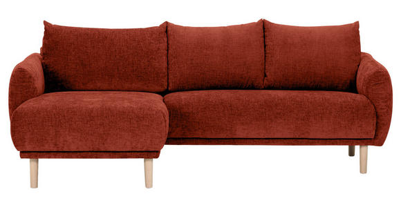 ECKSOFA Rostfarben Flachgewebe - Rostfarben/Buchefarben, KONVENTIONELL, Holz/Textil (144/230cm) - Carryhome