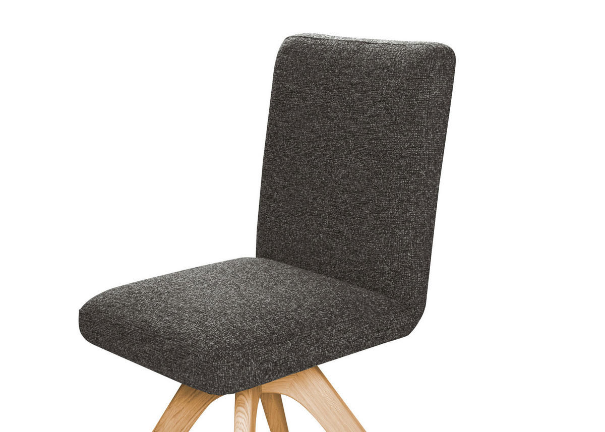 STUHL Webstoff Dunkelgrau Eiche vollmassiv  - Dunkelgrau/Eichefarben, KONVENTIONELL, Holz/Textil (47/89/60cm) - Linea Natura