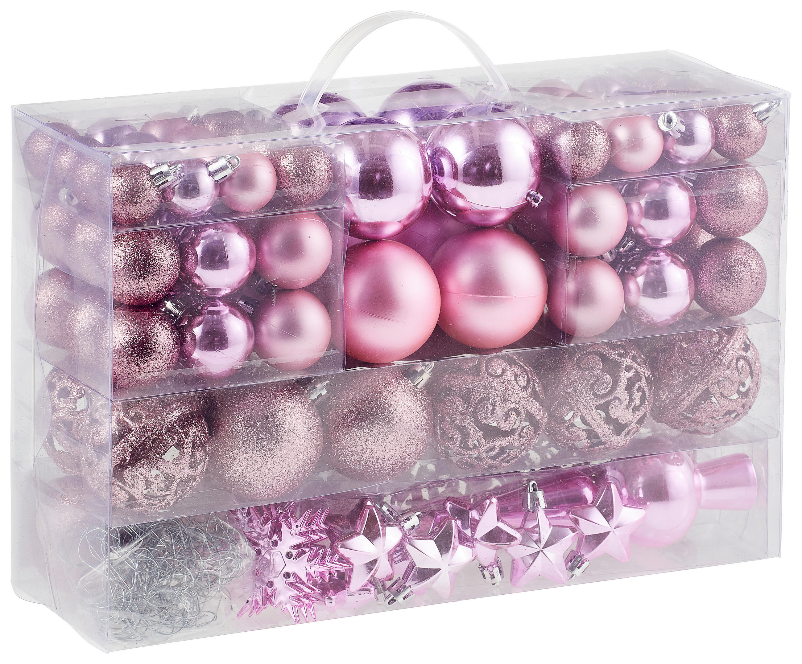 CHRISTBAUMKUGEL-SET 111-teilig  - Pink, Trend, Kunststoff (36/23/12cm) - X-Mas