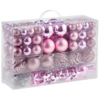 SADA VIANOČNÝCH GULÍ  111-dielne - pink, Trend, plast (36/23/12cm) - X-Mas