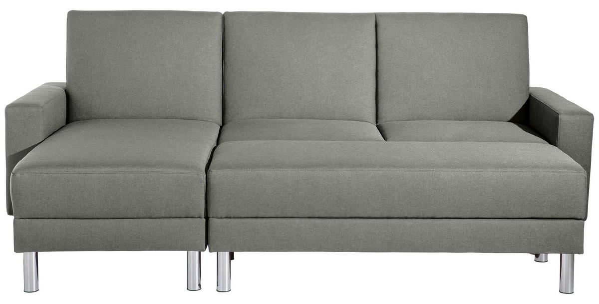 ECKSCHLAFSOFA inkl. Hocker in Hellgrau Textil   - Chromfarben/Hellgrau, Konventionell, Textil/Metall (152/230cm) - Max Winzer