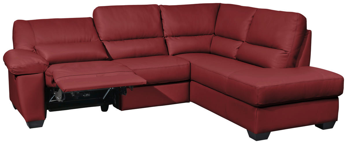 ECKSOFA in Kombination Echtleder/Lederlook Rot  - Rot, Konventionell, Leder/Kunststoff (248/201cm) - Livetastic