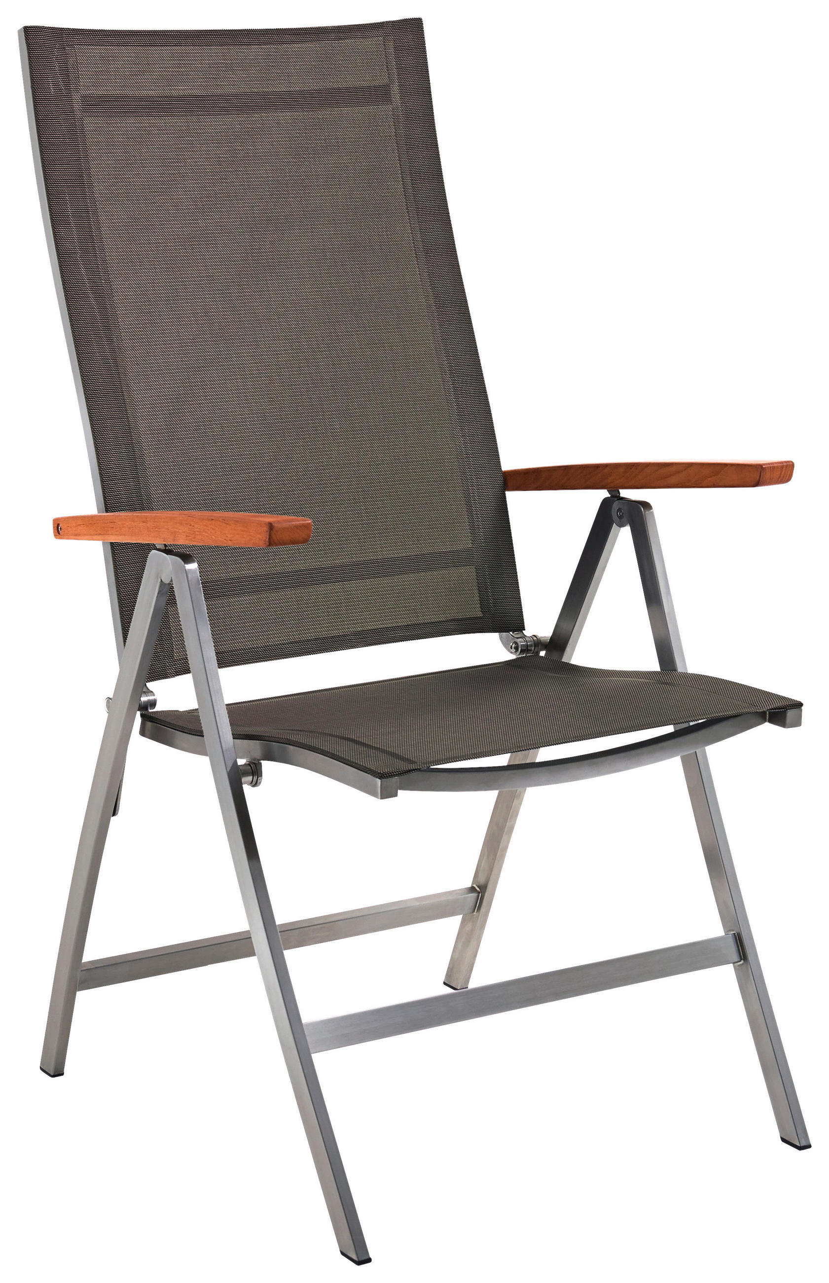 GARTENKLAPPSESSEL Edelstahl Silberfarben, Taupe  - Taupe/Edelstahlfarben, Design, Holz/Textil (60/112/73cm)