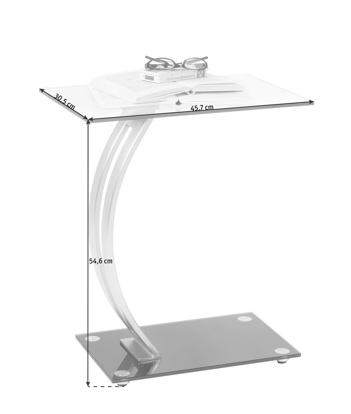 BEISTELLTISCH 30,5/45,7/54,6 cm Klar, Schwarz, Silberfarben rechteckig  - Klar/Silberfarben, Design, Glas/Metall (30,5/45,7/54,6cm) - Xora