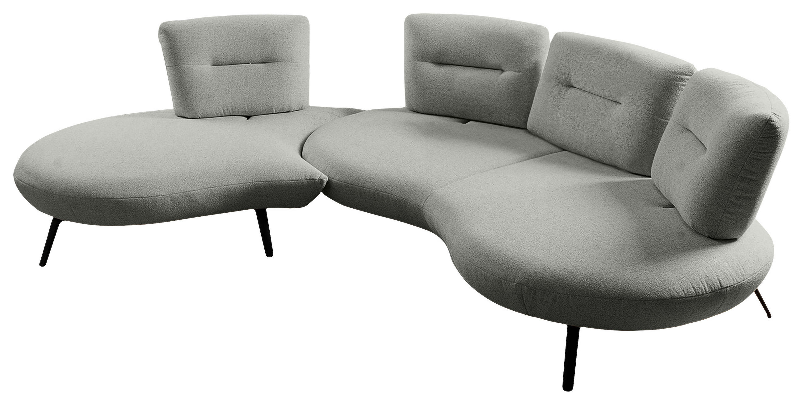 BIGSOFA Flachgewebe Hellgrau  - Hellgrau/Schwarz, Design, Textil/Metall (456/93/138cm) - Moderano