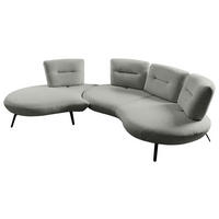 BIGSOFA Flachgewebe Hellgrau  - Hellgrau/Schwarz, Design, Textil/Metall (456/93/138cm) - Moderano