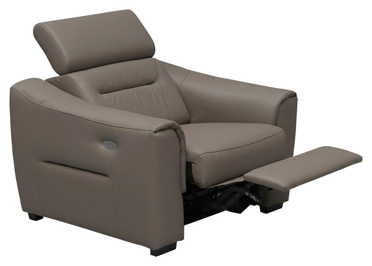 RELAXSESSEL in Textil, Leder Schlammfarben  - Wengefarben/Schlammfarben, Design, Leder/Holz (100/104/102cm) - Celina Home