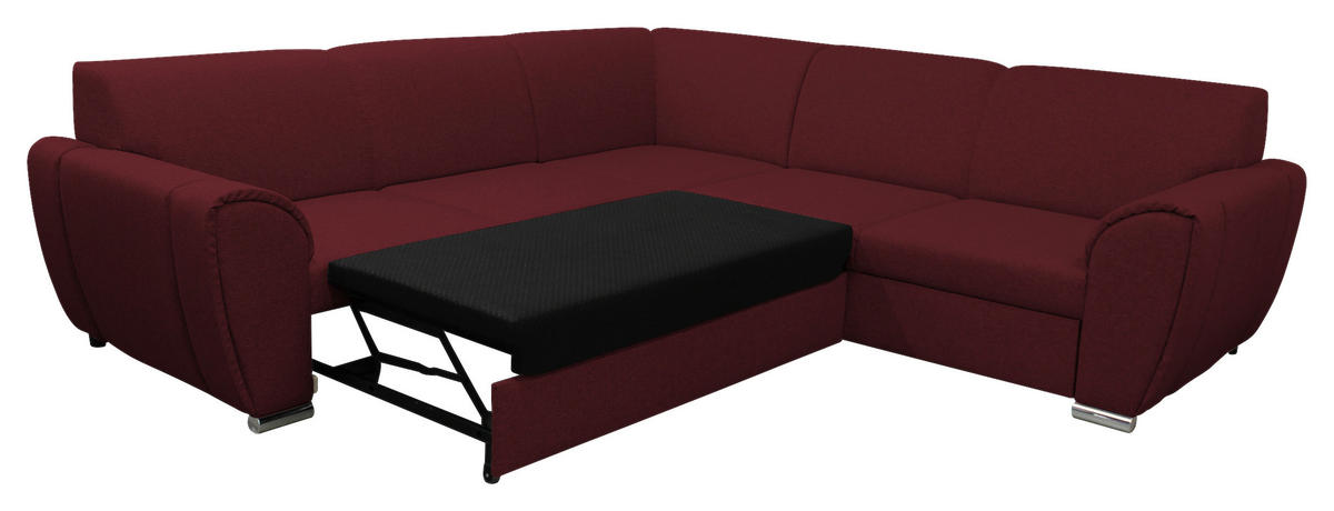 ECKSOFA Dunkelrot Flachgewebe  - Silberfarben/Dunkelrot, Design, Kunststoff/Textil (266/266cm) - Livetastic