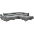 ECKSOFA in Webstoff Grau  - Schwarz/Grau, Design, Textil/Metall (280/235cm) - Hom`in