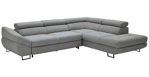 ECKSOFA in Webstoff Grau  - Schwarz/Grau, Design, Textil/Metall (280/235cm) - Hom`in