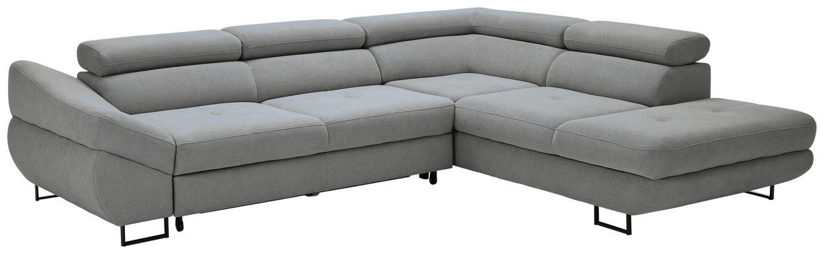 ECKSOFA in Webstoff Grau  - Schwarz/Grau, Design, Textil/Metall (280/235cm) - Hom`in