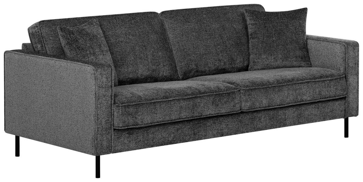 3-SITS SOFFA i velour antracit  - svart/antracit, Klassisk, metall/textil (204/81/90cm) - Hom`in