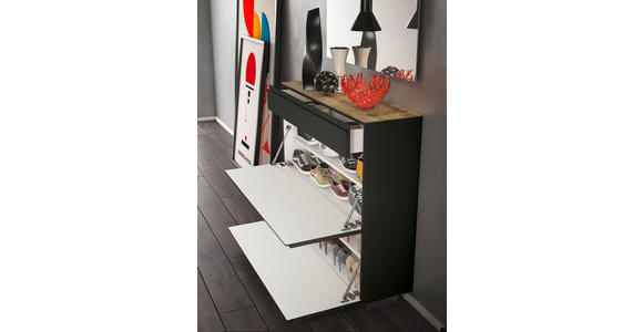 HÄNGESCHUHSCHRANK 110/97/33 cm - Eichefarben/Anthrazit, Design, Holzwerkstoff (110/97/33cm) - Moderano
