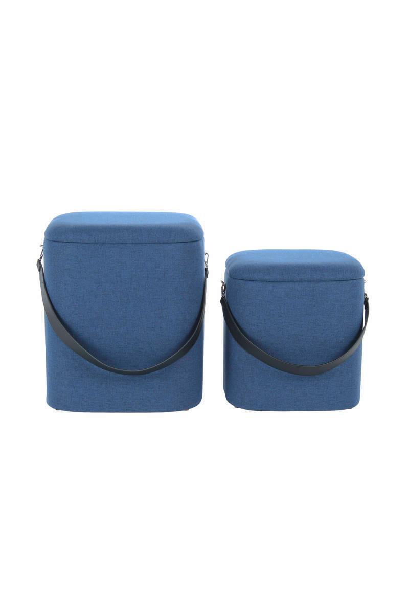 HOCKERSET Blau, Schwarz  - Blau/Schwarz, Basics, Kunststoff/Textil (35,5/44/35,5cm) - Kayoom