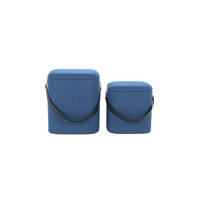SADA TABURETŮ, 35,5/44/35,5 cm - modrá/černá, Basics, textil/plast (35,5/44/35,5cm)