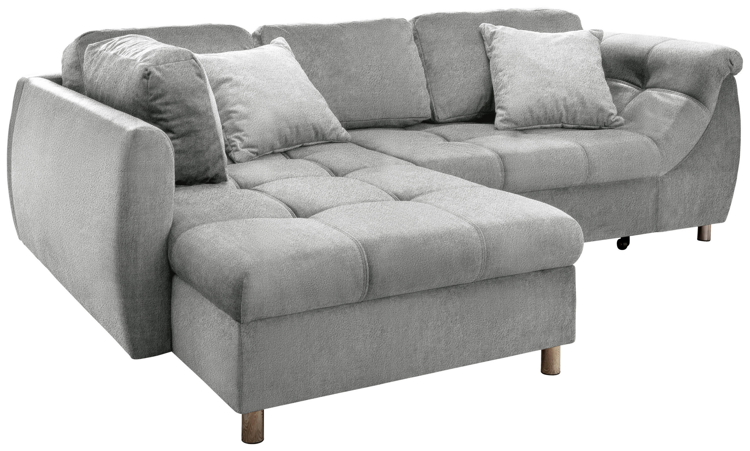 ECKSOFA Silberfarben Mikrofaser  - Chromfarben/Silberfarben, Design, Kunststoff/Textil (190/250cm) - Livetastic