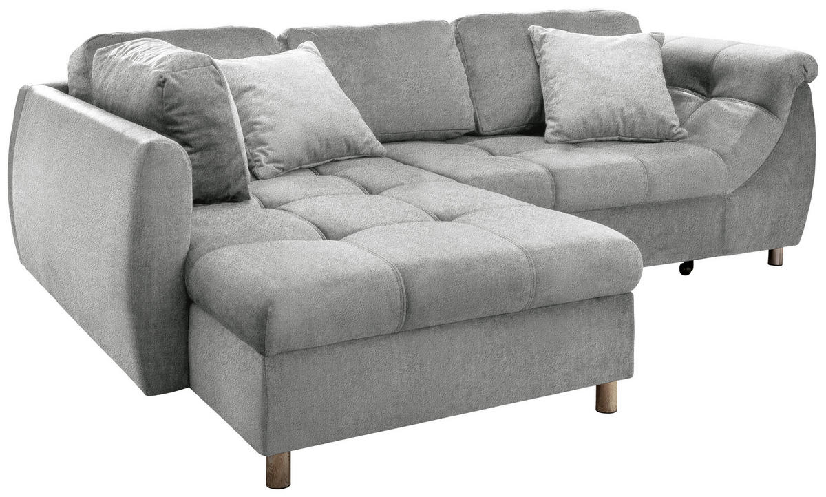 KUTNA GARNITURA tekstil  srebrne boje   - srebrne boje/boje kroma, Design, tekstil/plastika (190/250cm) - Livetastic