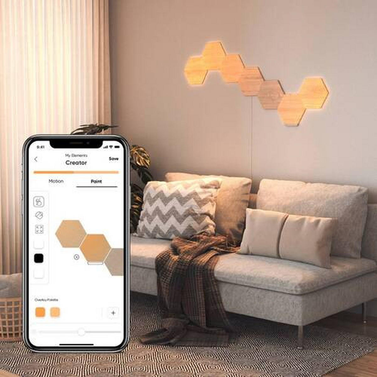NANOLEAF HEXAGONS 7ER NANOLEAF WOOD LOOK HEXAGONS 23/0,6/20 cm   - Braun/Naturfarben, Basics, Kunststoff (23/0,6/20cm)
