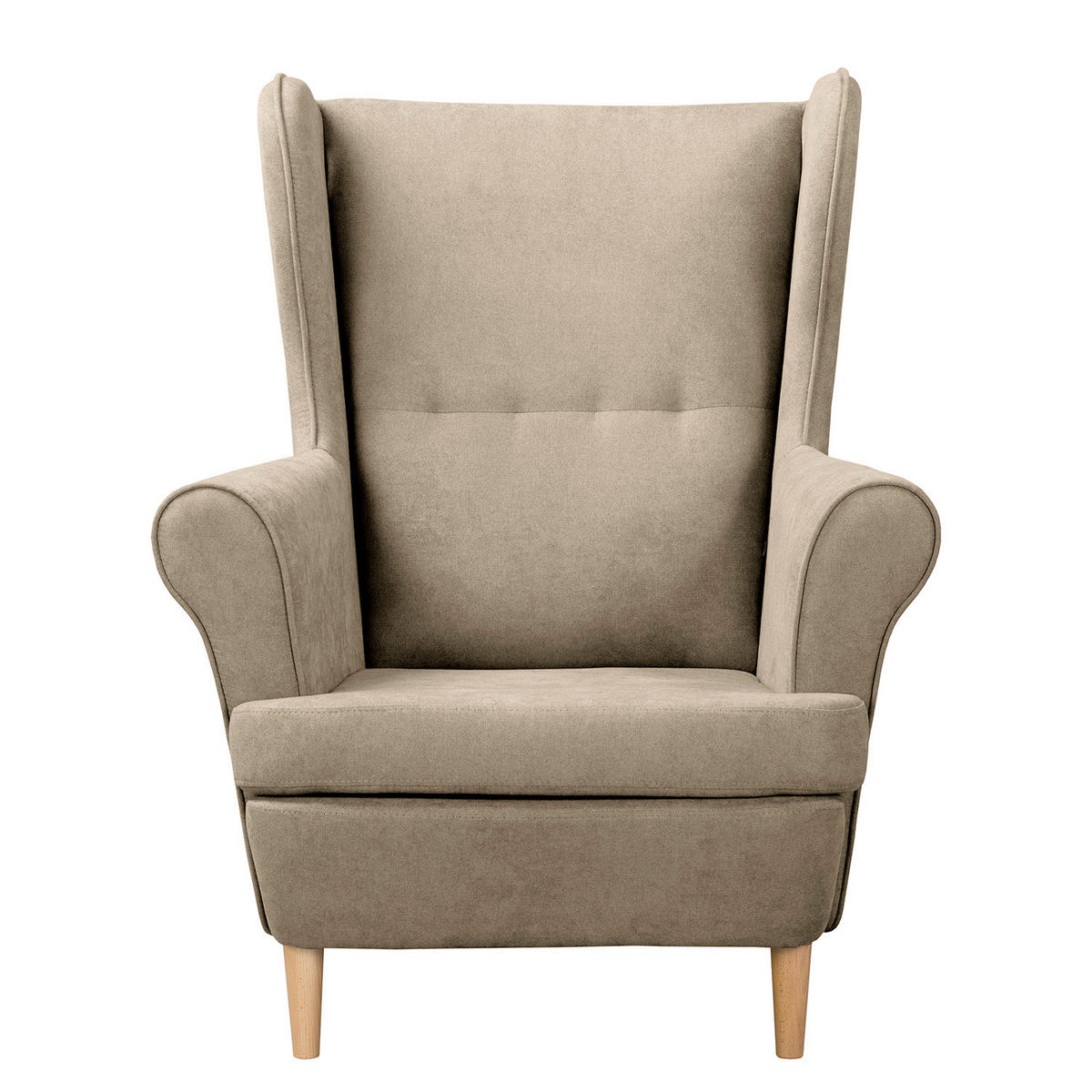 OHRENSESSEL Mikrofaser Beige  - Beige/Naturfarben, Design, Holz/Textil (87/105/90cm) - Livetastic