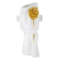 Vase Face C/Fiore  - Goldfarben/Weiß, Basics, Kunststoff (14/27  /13cm)