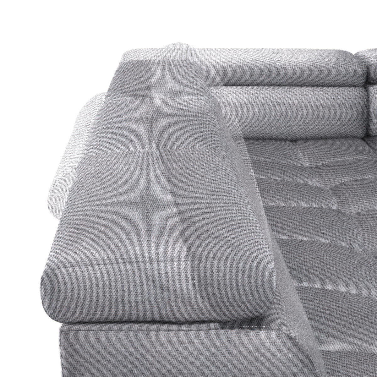 WOHNLANDSCHAFT Grau Webstoff  - Schwarz/Grau, Design, Textil/Metall (216/385/177cm) - Welnova