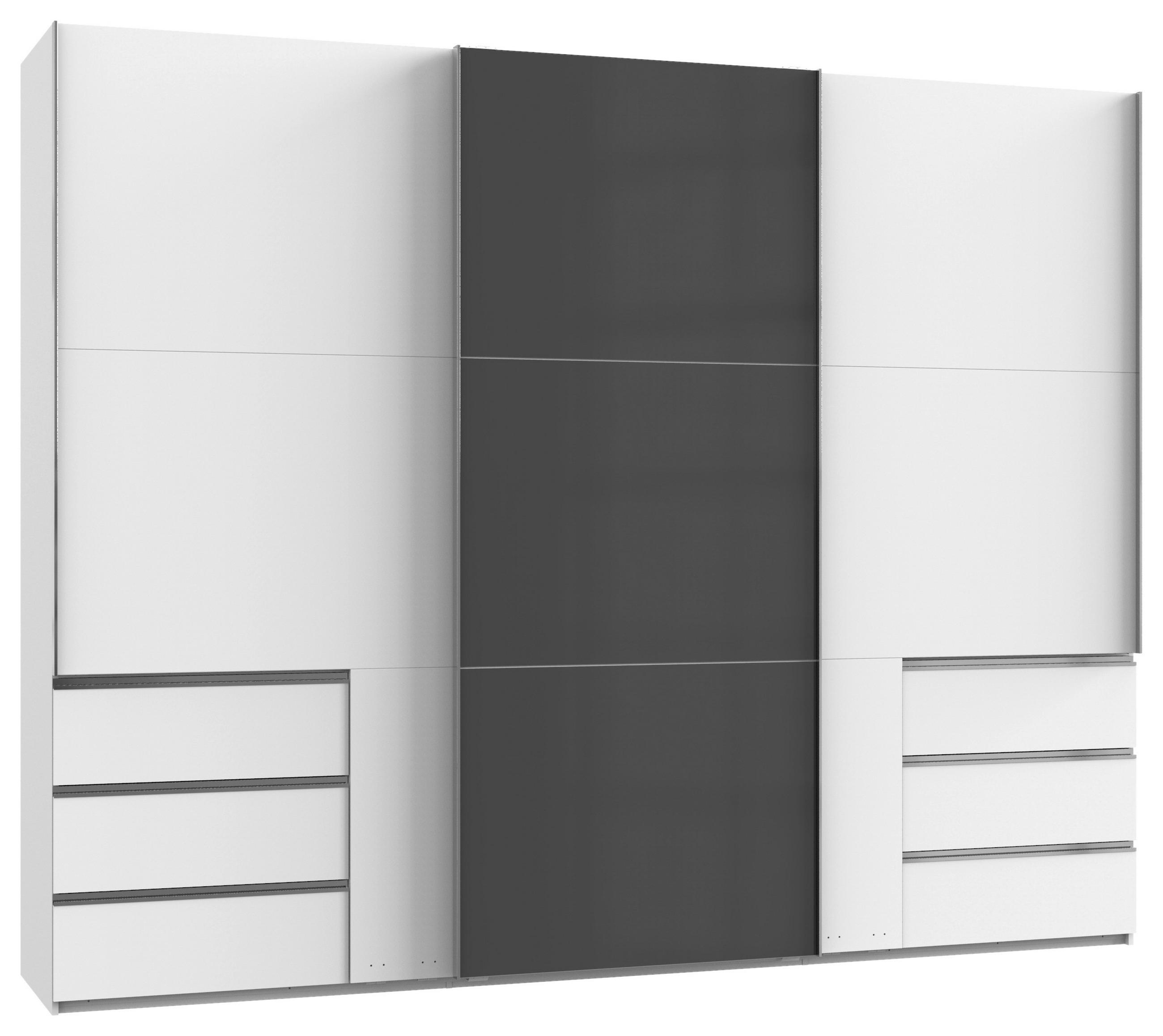 SCHWEBETÜRENSCHRANK in Grau, Weiss  - Chromfarben/Weiss, Modern, Holzwerkstoff (300/236/65cm) - MID.YOU