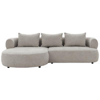 ECKSOFA FERRO in Chenille Hellgrau  156/256 cm  - Hellgrau/Schwarz, Design, Kunststoff/Textil (156/256cm) - Livetastic