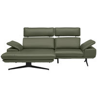 ECKSOFA in Echtleder Grün  150/242 cm  - Beige/Schwarz, Design, Leder/Metall (150/242cm) - Koinor
