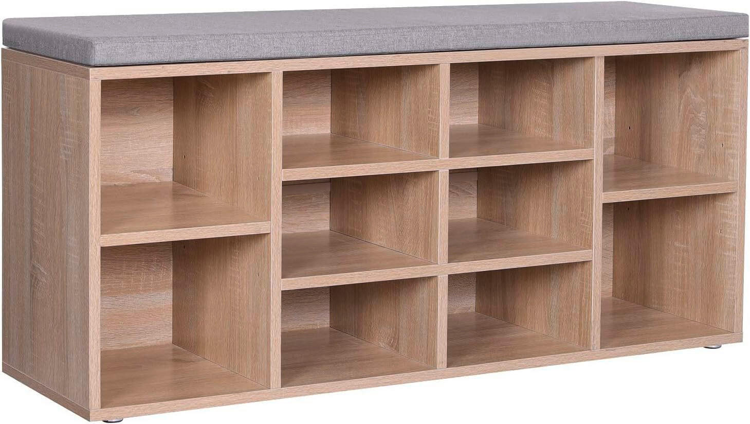 GARDEROBENBANK Vasagle  in 104/48/30 cm  - Eichefarben/Grau, Trend (104/48/30cm) - Boxxx